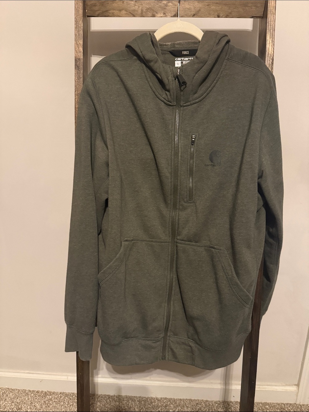 Carhartt Men's Olive Zip-Up Hooded Sweatshirt